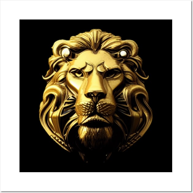 Gold Lion Wall Art by Pop Optikal